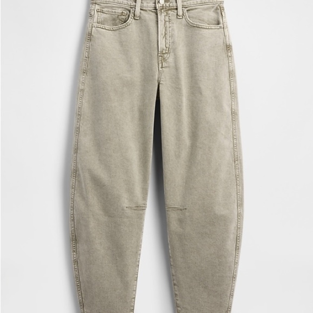 GAP Women's Barrel Khaki High Rise (Distressed Green Color) Jeans - Picture 4 of 7